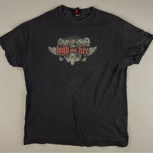 Vintage High on Fire Black Graphic T-Shirt medium
